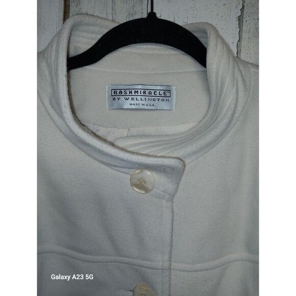 Kashmiracle Long Coat Womens M Ivory Faux Cashmere Jacket USA - Picture 5 of 7